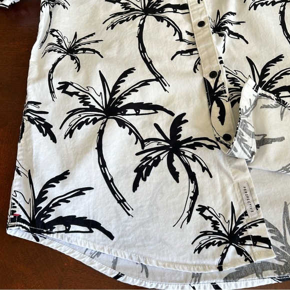 Denim and Flower | Men's White Palm Tree Print Shirt - Picture 6 of 10